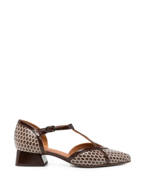 Chie Mihara Hidrow geometric-print T-bar pumps Brown HIDROW49