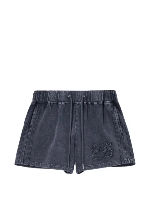 Mini Cream acid-wash patch-detail shorts Black 6UM508A