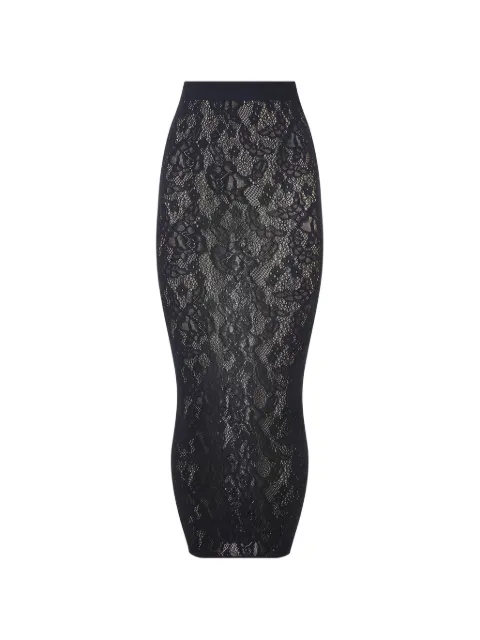 Wolford lace-patterned semi-sheer midi pencil skirt Black 534907005