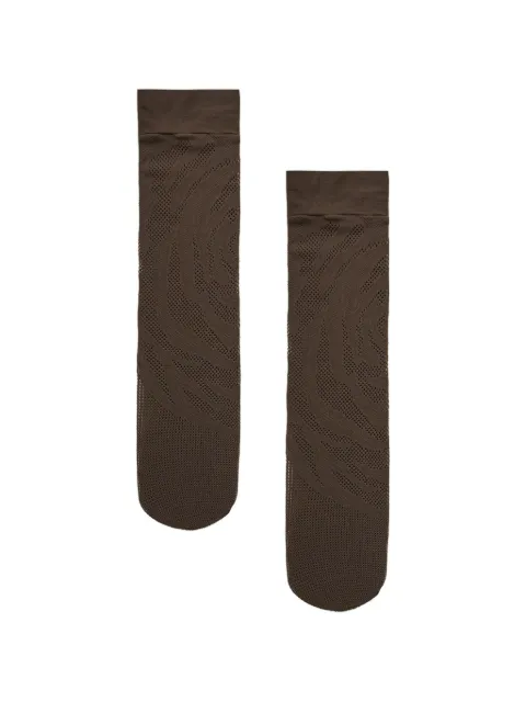 Wolford Rosebloom net knee-high socks Brown 31800