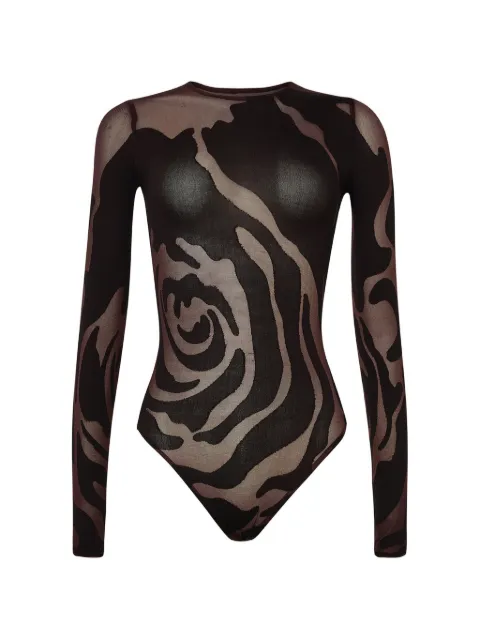 Wolford rose-pattern circular-knit bodysuit Black 783348372