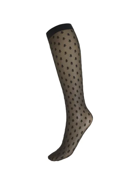 Wolford Blossom floral-pattern knee-high socks Black 344289180