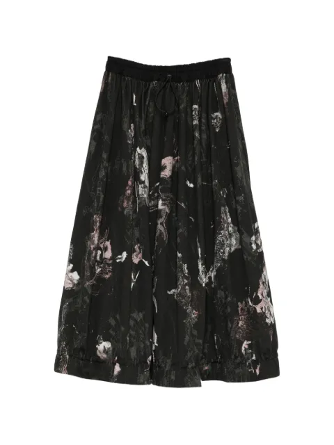 Yohji Yamamoto abstract-print drawstring skirt Black FVS52901