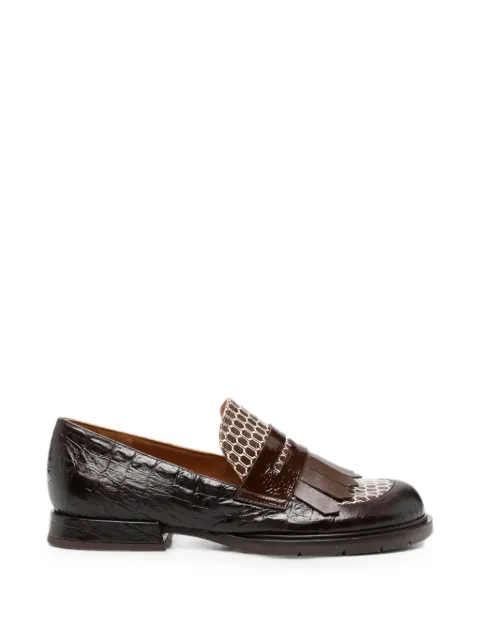 Chie Mihara Jeluse croc-effect fringed loafers Brown JELUSE