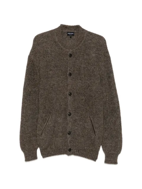 Giorgio Armani button-up rib-trimmed cardigan Brown GM004723AF30082