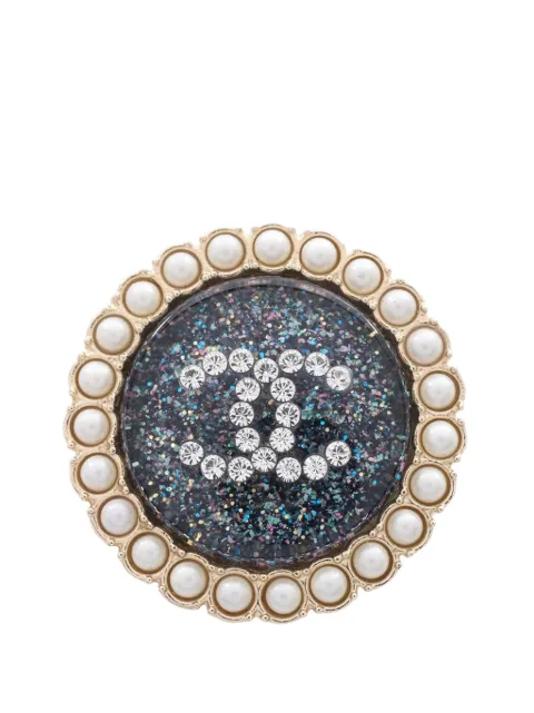 CHANEL Pre-Owned 2019 CC Gold Plated Strass Faux Pearl Glitter Brooch costume brooch Gold XL3YHE1PHZX7UZIM