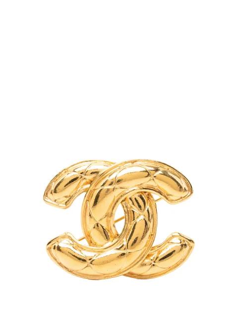CHANEL Pre-Owned 1950-1970 CC Gold Plated Quilted Brooch costume brooch Gold SHT6N1330J8EWTPG