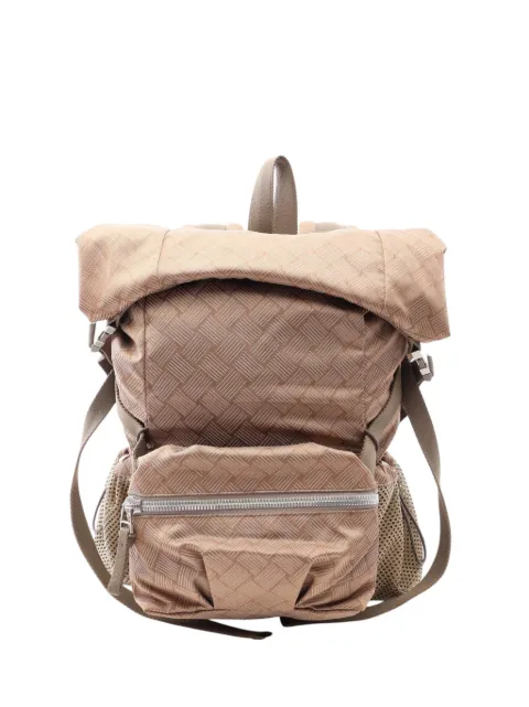 Bottega Veneta Pre-Owned 2012-2026 Nylon Intrecciato Print Trekking backpack Brown WRKNX0IMR1XKTGWP