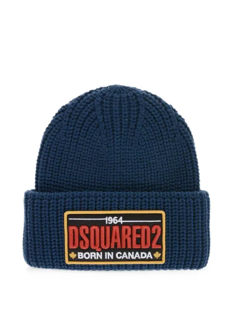 DSQUARED2 logo-patch beanie hat Blue S82KNM0173SJ01W003063073