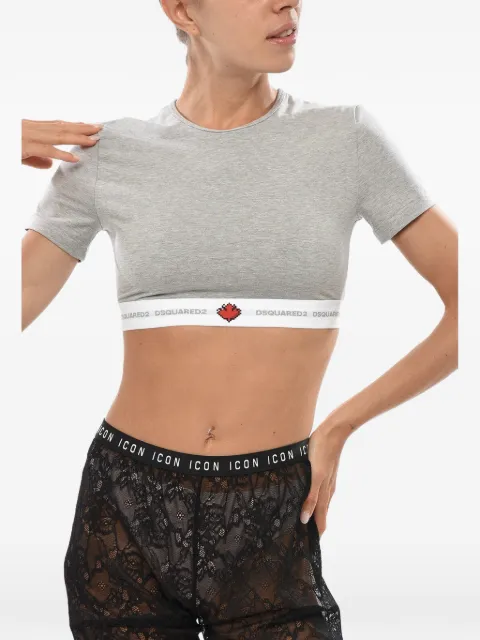 DSQUARED2 logo-tape cropped T-shirt Grey S83D8M24SJ4470040