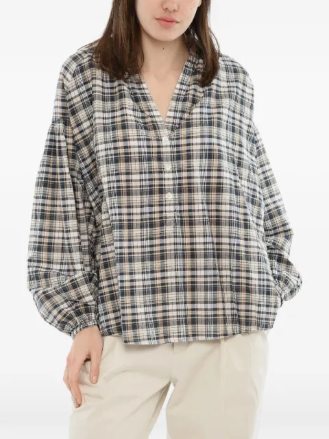 Woolrich checked V-neck blouse Neutrals CFWWSI0131FRUT290930109