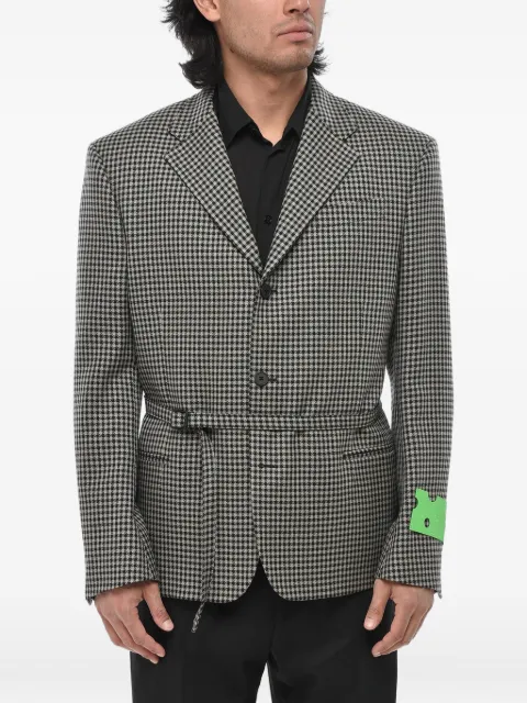 Off-White houndstooth-pattern belted blazer Grey OMEN050F22FAB0010700