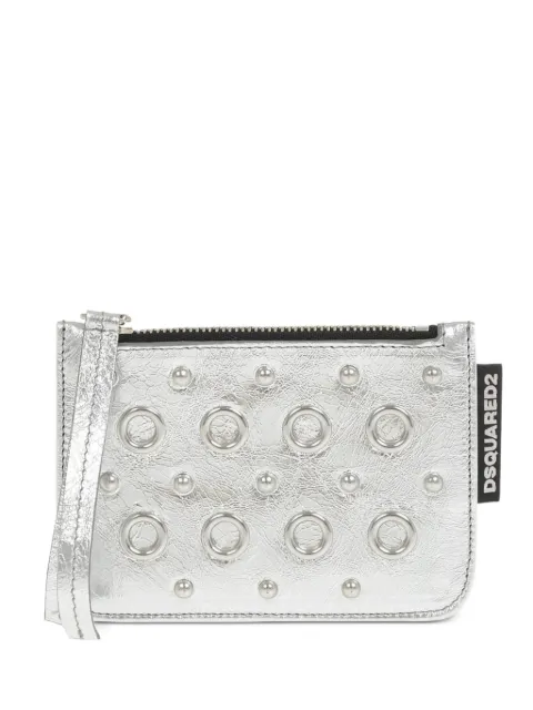 DSQUARED2 eyelet-embellished studded card holder Silver S83PO0055SJ14007340SS249207