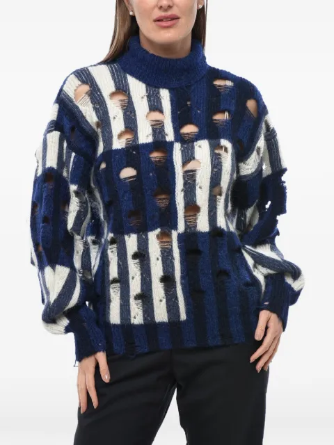 Off-White Shibori distressed sweater Blue OWHF043F23KNI0014504