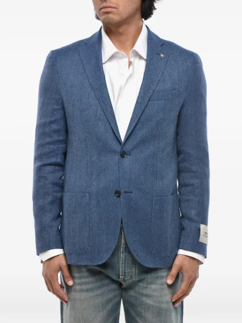 Corneliani herringbone patch-pocket blazer Blue 27XZ172766304001