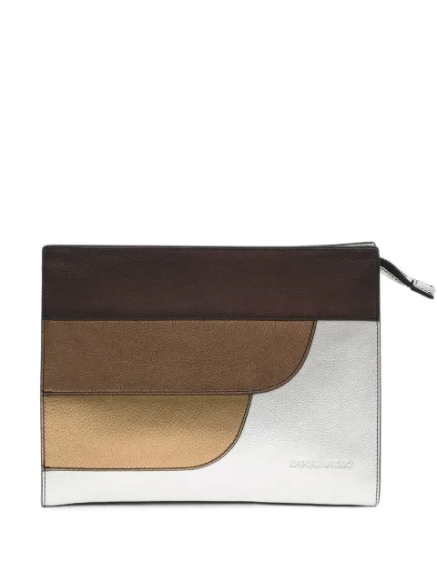 DSQUARED2 hammered-leather metallic-finish clutch bag Silver CL0013SJ34703437SS24M