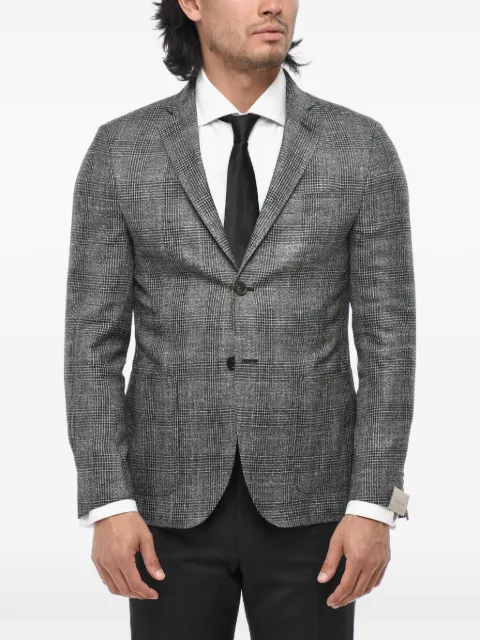 Corneliani checked single-breasted blazer Grey 93XY739316223014