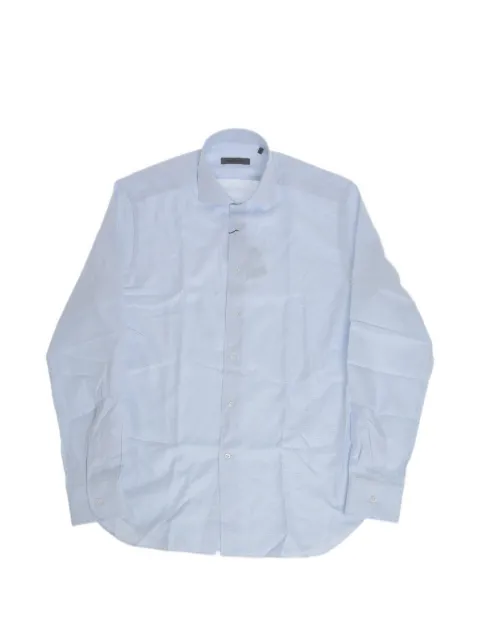 Corneliani wave-pattern French-collar shirt Blue 27P1022981211010