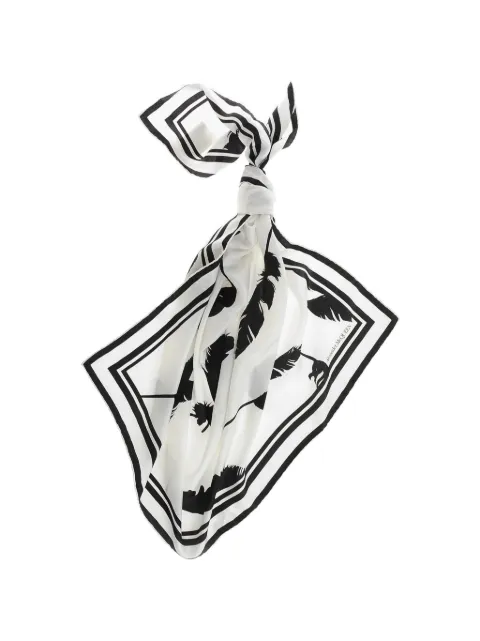 Alexander McQueen feather-print silk scarf White 7970443001Q926030