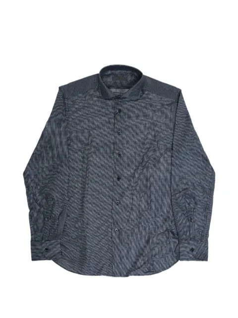 Corneliani hairline-striped French-collar shirt Blue 27P1120281239004