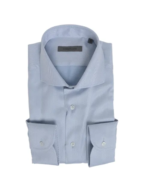 Corneliani herringbone-pattern French-collar shirt Blue 27P1029981325001