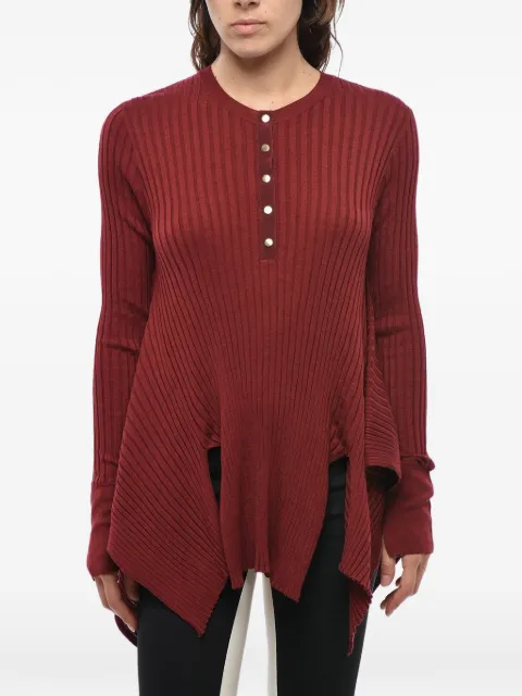 Stella McCartney virgin wool and silk ribbed crewneck sweater with gold buttons Red 521621S18826201