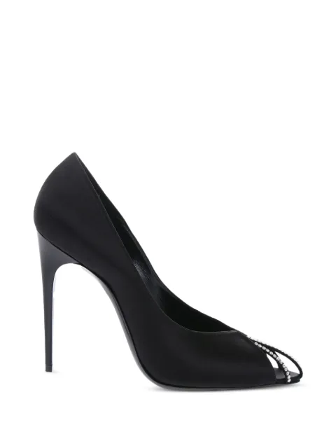 Saint Laurent rhinestone-embellished open-toe pumps Black 7421719QN0A1066