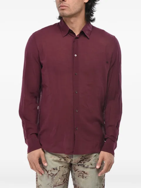 Off-White embroidered long-sleeve shirt Red OMGE024F23FAB0032828