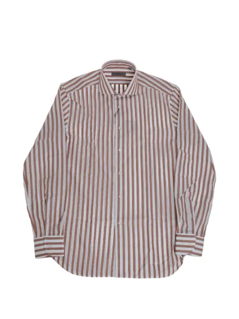 Corneliani striped French-collar shirt Brown 27P1020281554036