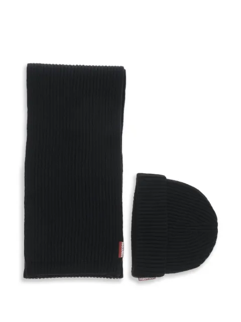 DSQUARED2 wool scarf and beanie set Black S83KNW0065SJ01W06757