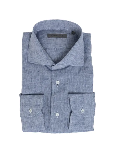 Corneliani French collar linen shirt Blue 27P1022981092006