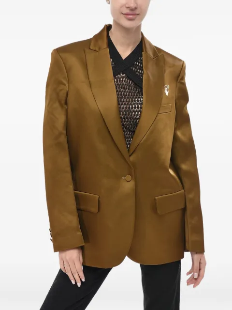 Off-White satin flap-pocket blazer Green OWEF032E20FAB0036301