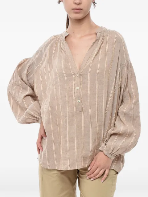 Woolrich striped V-neck blouse Neutrals CFWWSI0130FRUT29428709