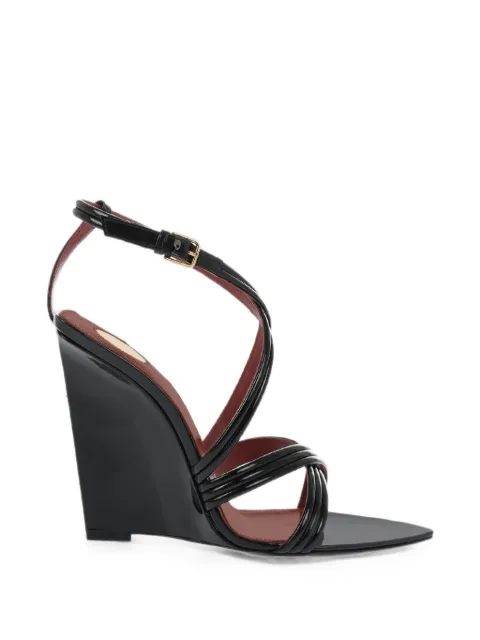 Saint Laurent patent-leather wedge sandals Black 8180251TV001000