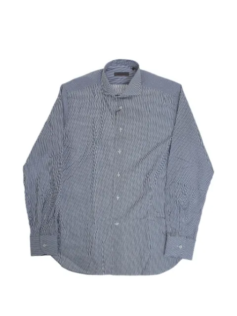 Corneliani awning-striped French-collar shirt Blue 27P1022581248007