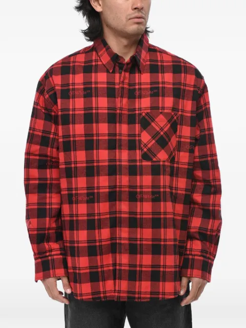 Off-White check-pattern padded overshirt Red OMES003F23FAB0018500