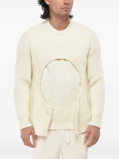 Off-White Meteor cut-out ribbed-knit sweater Neutrals OMHE179F23KNI0016100