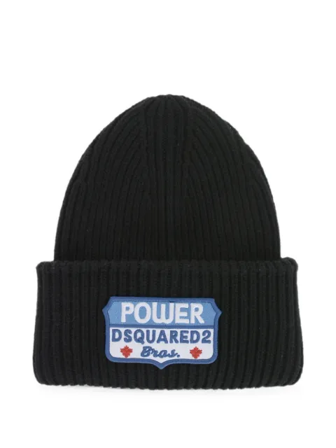DSQUARED2 embroidered logo-patch beanie hat Black S82KNM0183SJ01W00306M2654