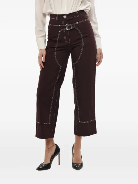 Stella McCartney contrast-stitch belted trousers Brown 6400373AU4502003