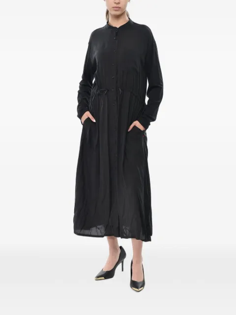 Woolrich drawstring-waist long-sleeve maxi dress Black CFWWDR0035FRUT2093