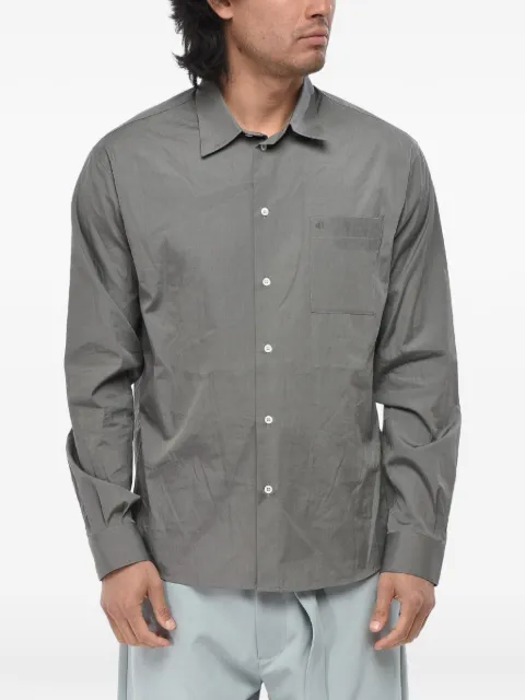 Off-White embroidered-logo poplin shirt Grey OMGA198F21FAB0010909