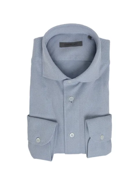 Corneliani honeycomb-pattern cotton shirt Blue 27P1122281242009