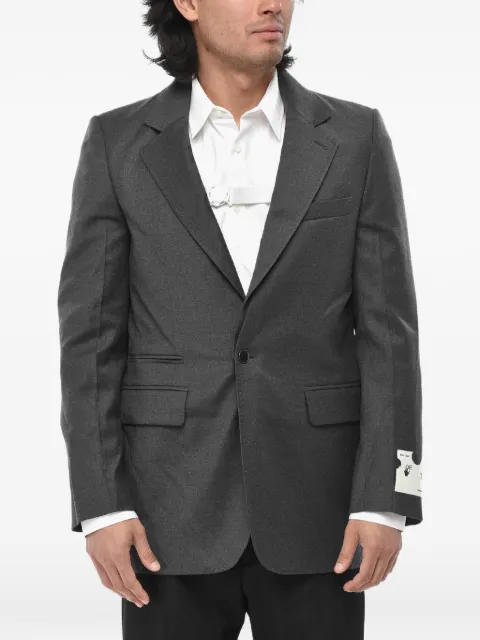 Off-White single-breasted logo-patch blazer Grey OMEF064F20FAB0020800