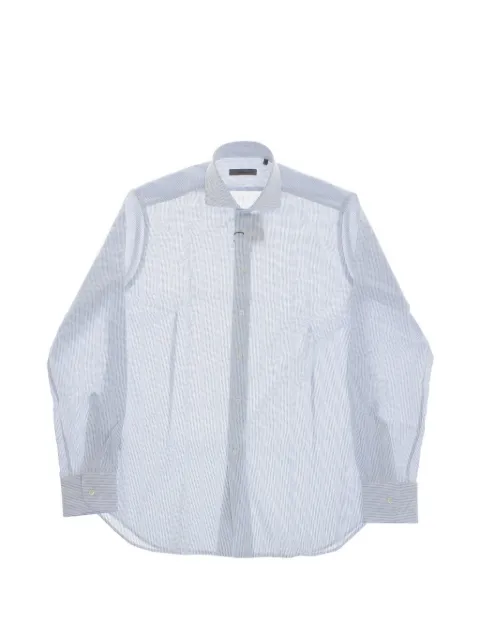 Corneliani awning-stripe French-collar shirt White 27P1029381248082