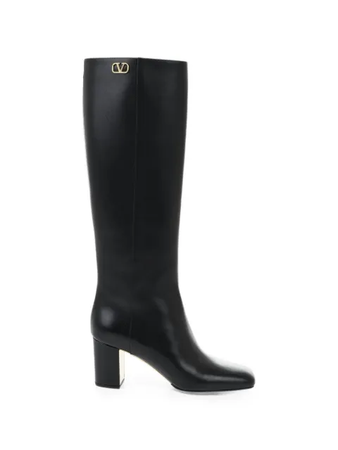 Valentino Garavani VLogo Signature square-toe knee-high boots Black W2S0FG8DSH0