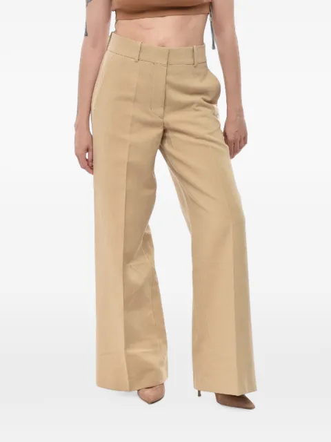Off-White logo-embroidered wide-leg pants Neutrals OWCA190G23FAB0016161
