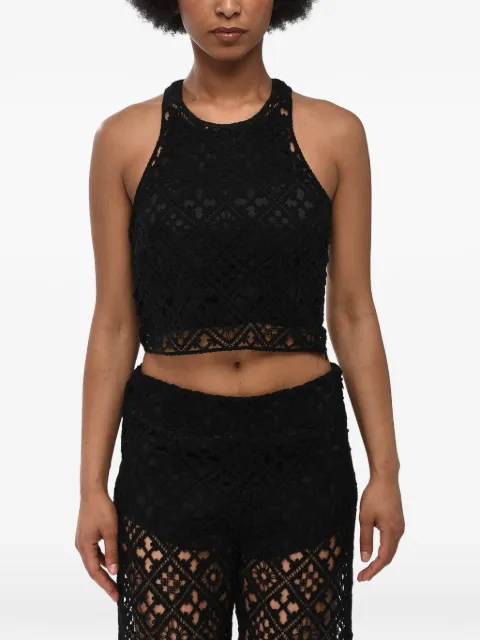 Off-White crochet-knit sleeveless top Black OWAD212G23KNI0011000