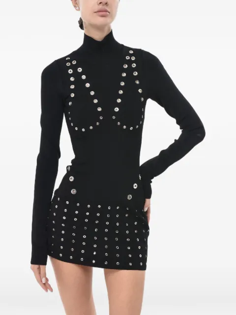 Off-White eyelet-embellished knit mini dress Black OWHI108F23KNI0011000