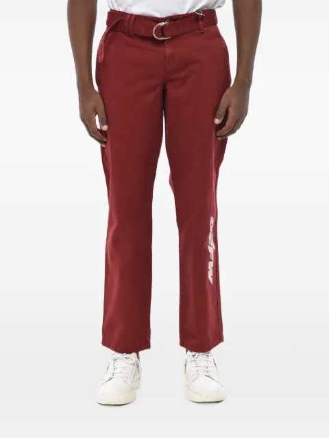 Off-White belted logo-print trousers Red OMCG008F185150252401