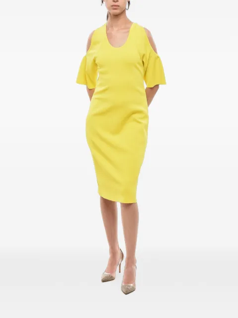 Stella McCartney midi dress with strong silhouette and cold-shoulder sleeves Yellow 604380S20767205